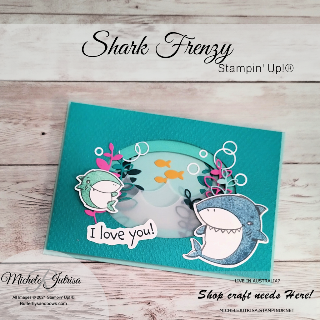 Shark Frenzy by Stampin' Up!, this is a tunnel card using the Layering Ovals to make the tunnel.