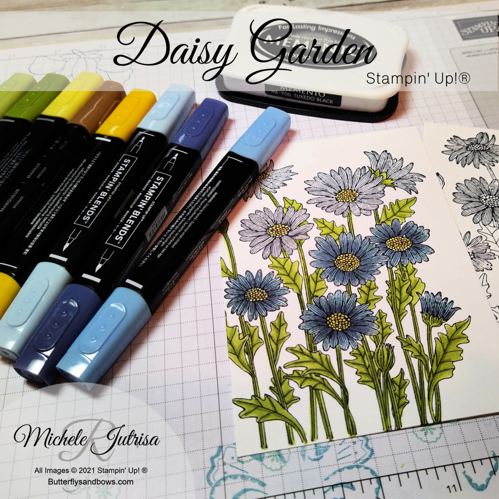 Stampin' Up! Daisy Garden coloured with a range of Stampin' Blends