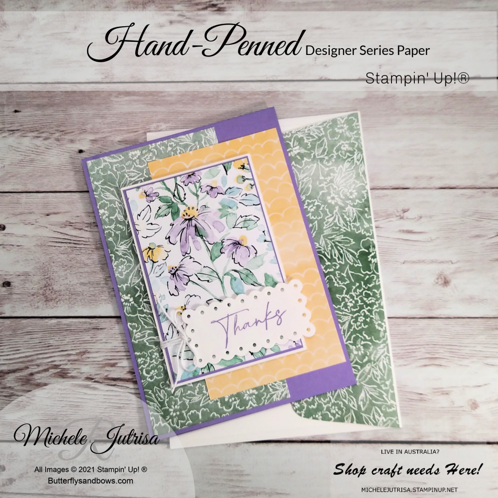 Card made using the Hand-Penned Designer Series Paper by Stampin' Up!